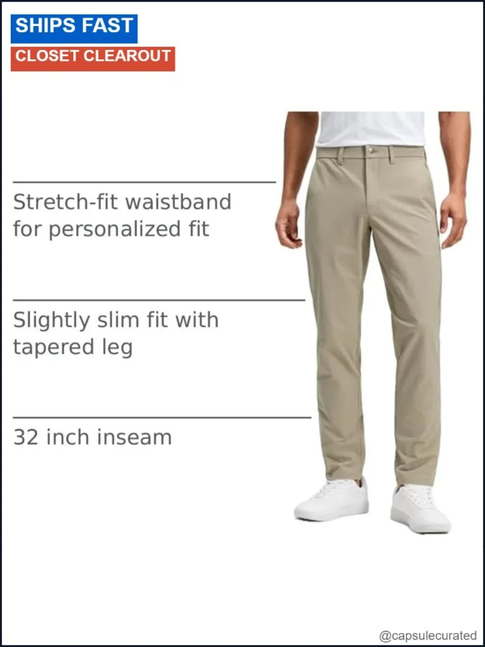 Stretch Cotton Chino Pants 32